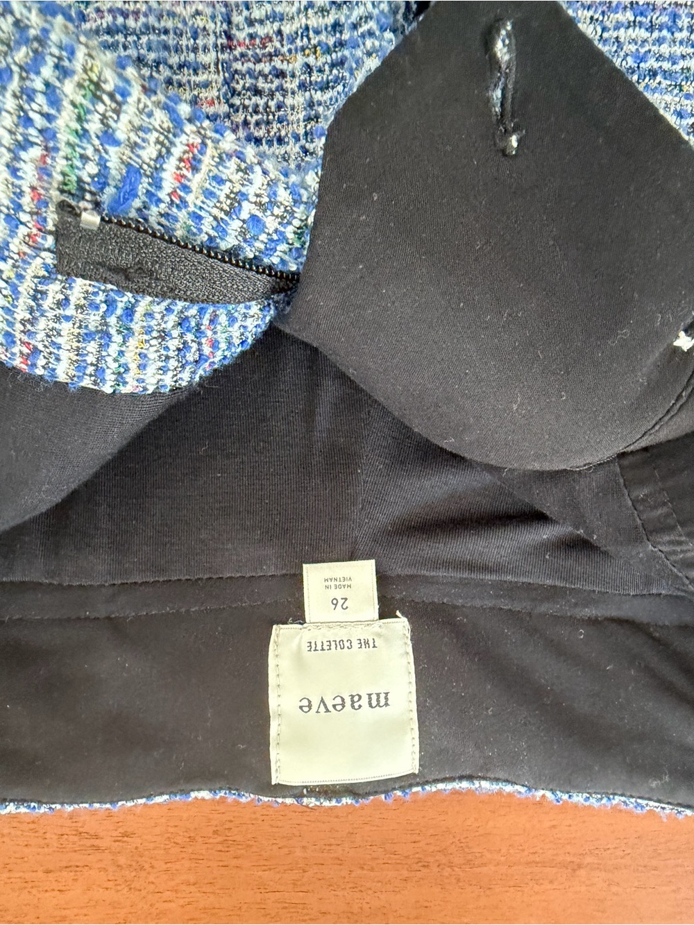Maeve Blue Tweed Wide-Leg Cropped Pants - Picture 4 of 7